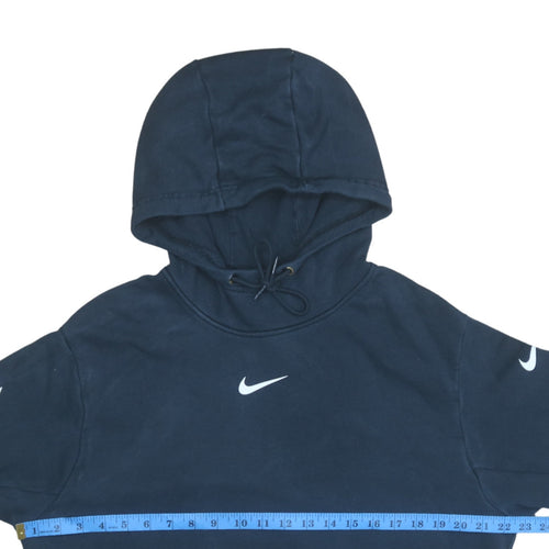 Nike Women's Navy Blue Hooded Pullover Sweatshirt L Logo Print