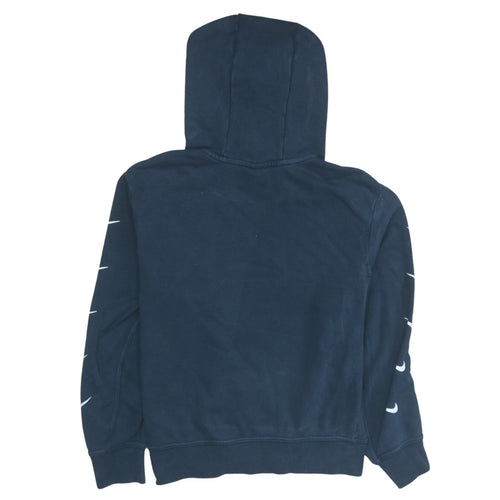 Nike Women's Navy Blue Hooded Pullover Sweatshirt L Logo Print
