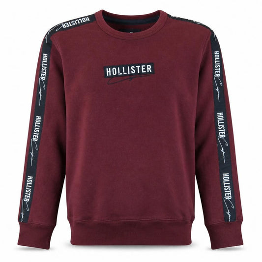 Front view of Hollister Men’s Red Logo Crew Neck Sweatshirt XS Regular Fit