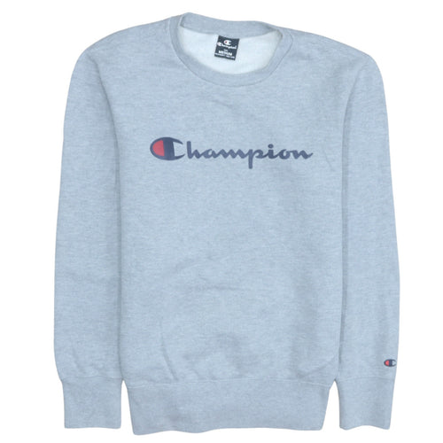 Champion Men's Grey Pullover Sweatshirt Medium Logo Fleece