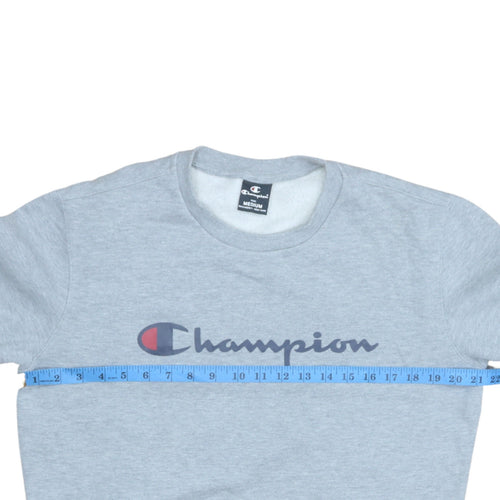 Champion Men's Grey Pullover Sweatshirt Medium Logo Fleece