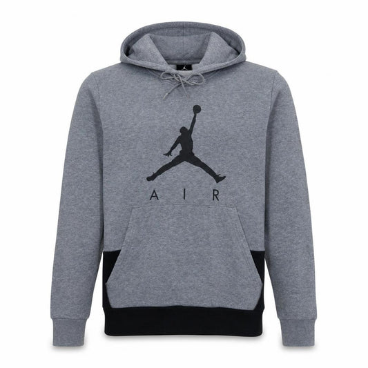 Front view of Jordan Men's Grey Pullover Hoodie M Sports Logo Fleece