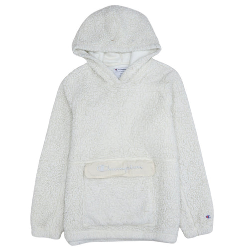 Champion Women’s Ivory Sherpa Pullover Hoodie Size M Fleece Lined Casual