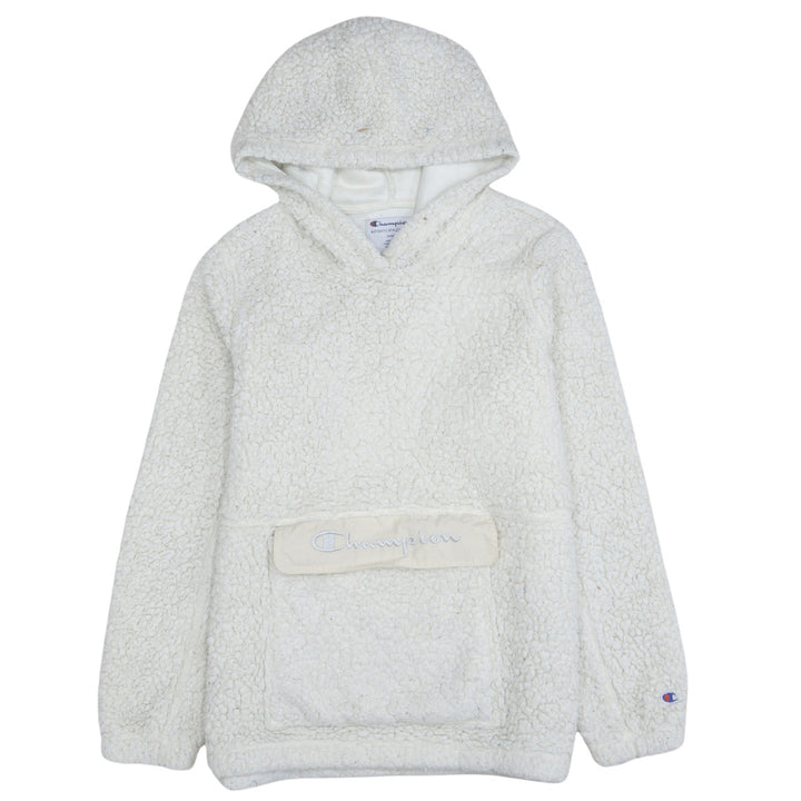 Champion Women’s Ivory Sherpa Pullover Hoodie Size M Fleece Lined Casual