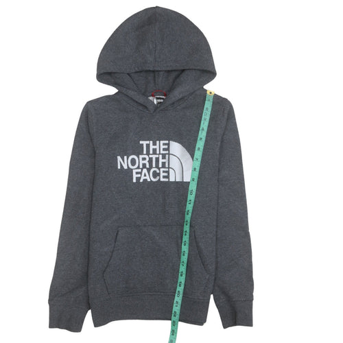 The North Face Boys Grey Pullover Hoodie L Logo Graphic Cotton Blend