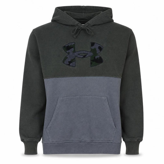 Front view of Under Armour Men’s Green Pullover Hoodie, size S, ColdGear Fleece
