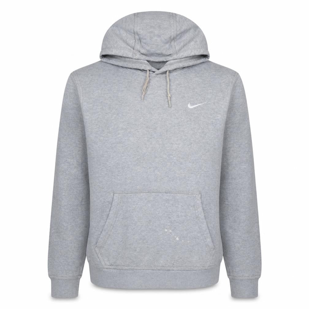 Front view of Nike Men's Grey Pullover Hoodie, size M, Logo Sportswear