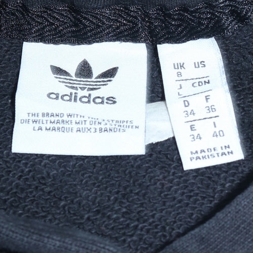 Adidas Womens Black Hoodie Size 8 Pullover Trefoil Logo Sweatshirt
