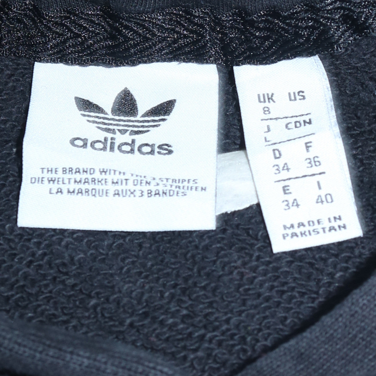 Adidas Womens Black Hoodie Size 8 Pullover Trefoil Logo Sweatshirt