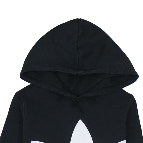 Adidas Womens Black Hoodie Size 8 Pullover Trefoil Logo Sweatshirt