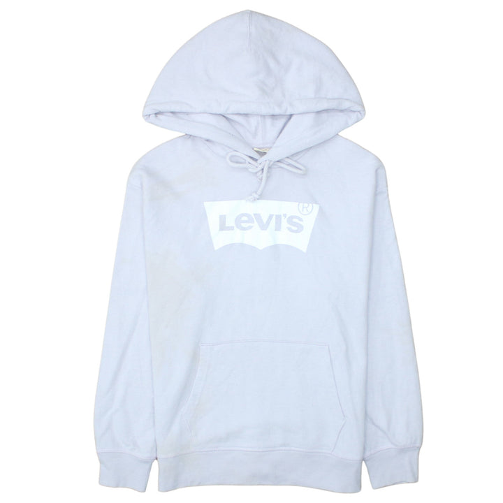 Levi's Women's White Pullover Hoodie S Logo Print Casual Cotton