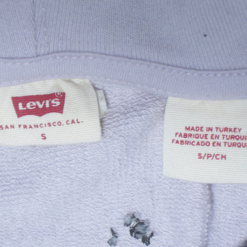 Levi's Women's White Pullover Hoodie S Logo Print Casual Cotton
