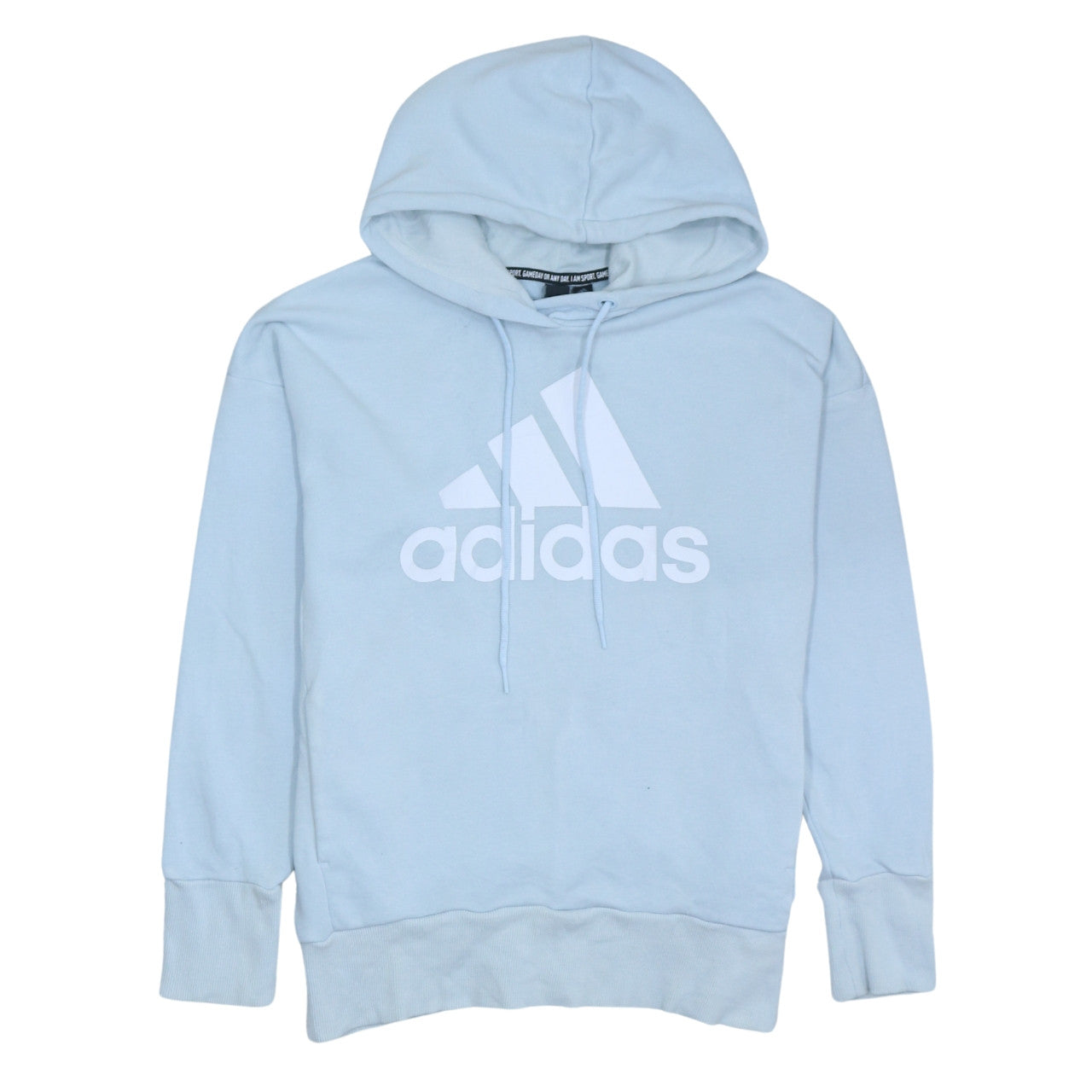 Adidas Womens Blue Pullover Hoodie Size S Casual Logo Sweatshirt