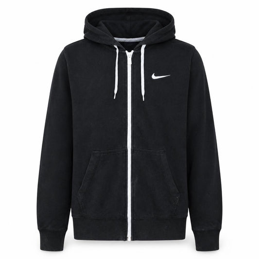 Front view of Nike Men's Black Full Zip Hoodie M Regular Fit Sportswear Fleece