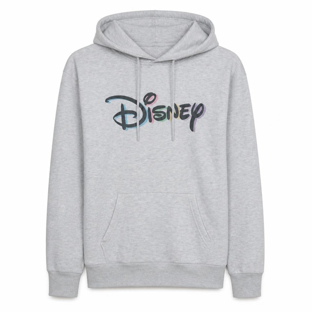 Front view of Disney Women's Grey XS Pullover Hoodie with Logo Print