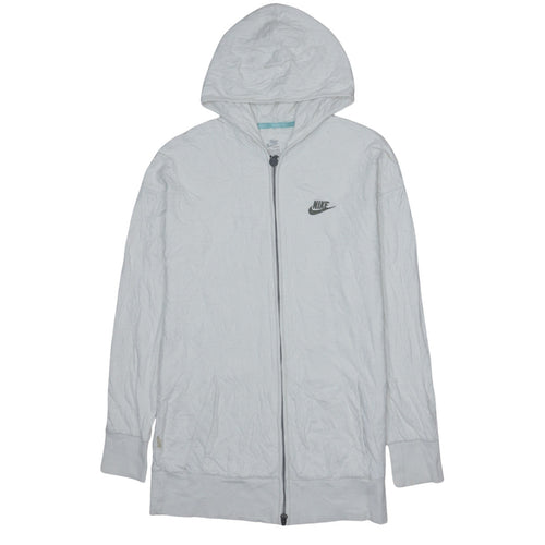 Nike Men’s White Full Zip Hoodie M Logo Lightweight Sportswear