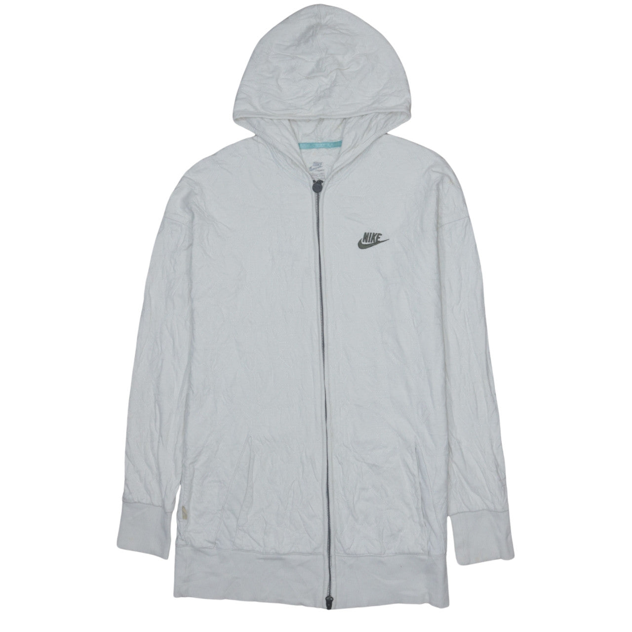 Nike Men’s White Full Zip Hoodie M Logo Lightweight Sportswear