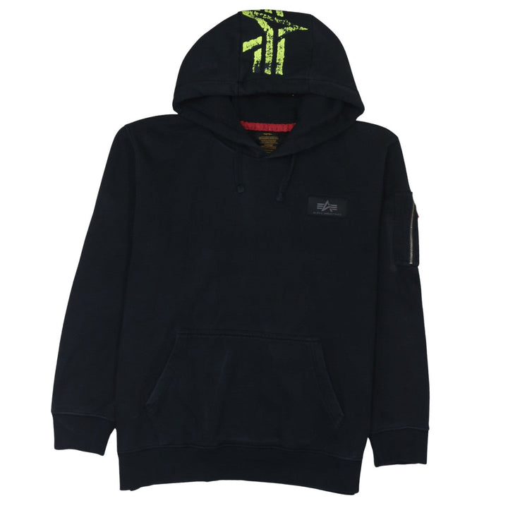 Alpha Industries Men's Black 2XL Pullover Hoodie with Logo