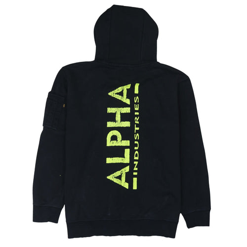 Alpha Industries Men's Black 2XL Pullover Hoodie with Logo