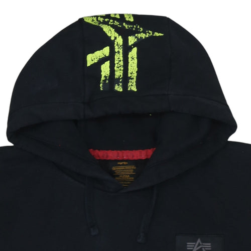 Alpha Industries Men's Black 2XL Pullover Hoodie with Logo