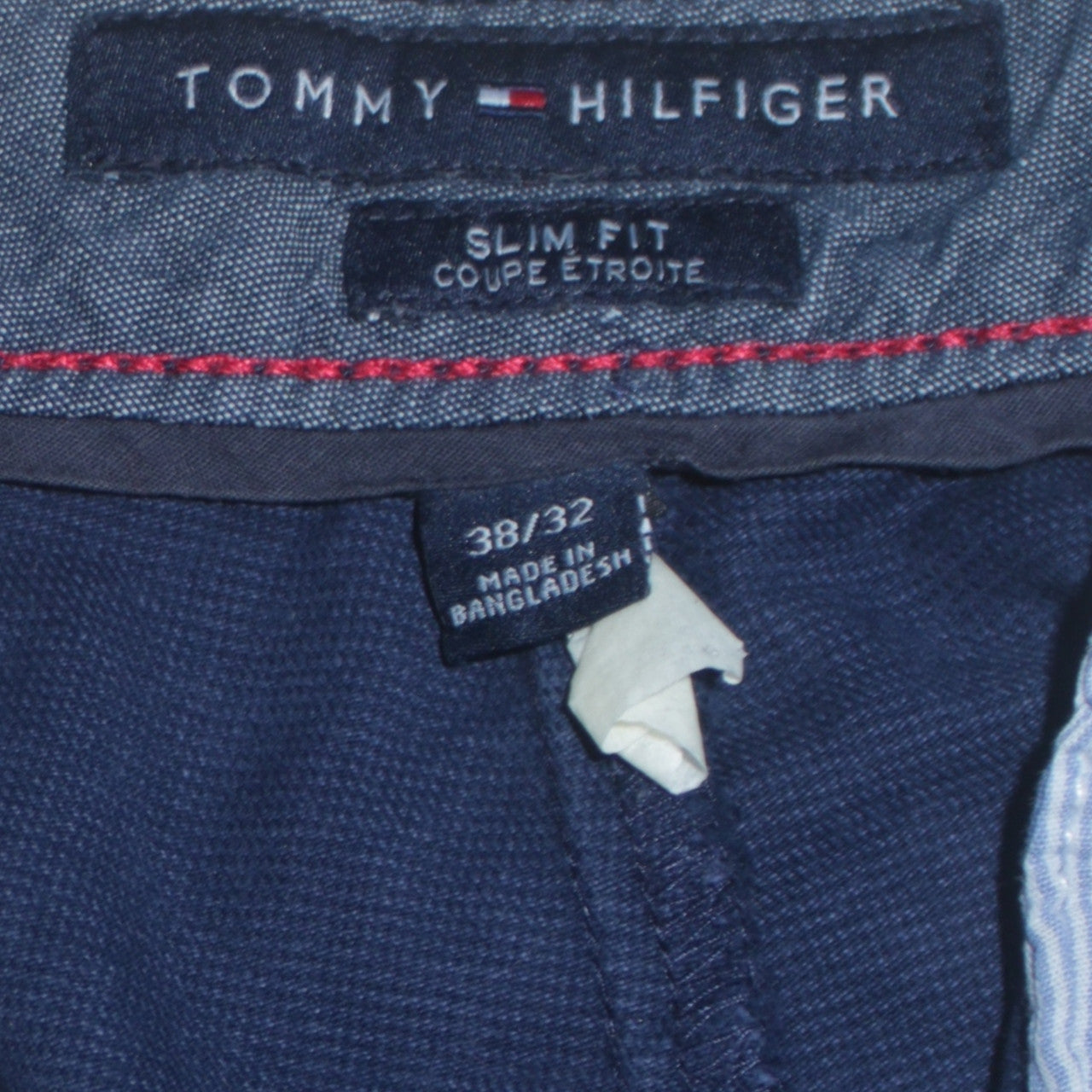 Tommy Hilfiger Men's Blue Slim Fit Cotton Chino Trousers 38x32