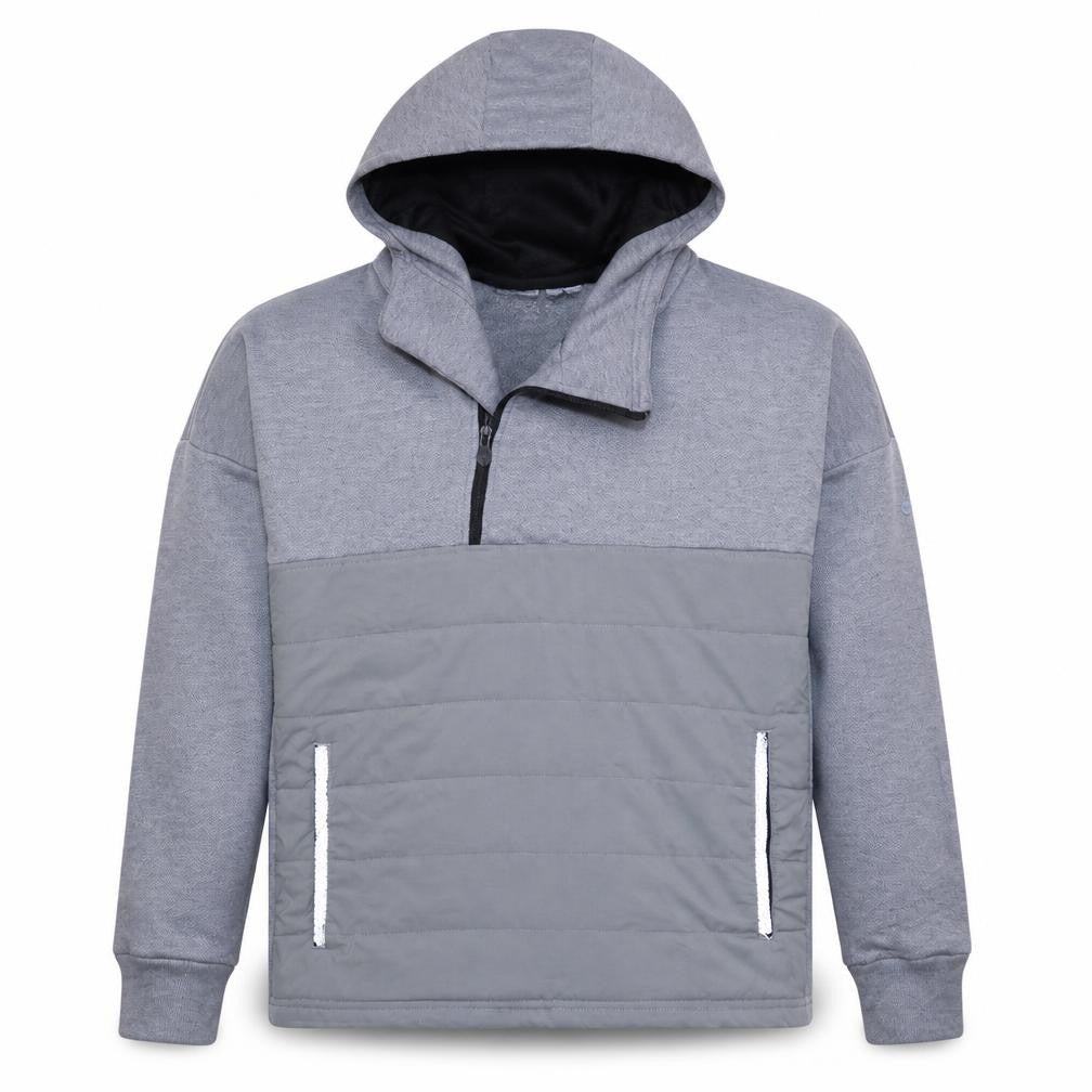 Front view of Adidas boys’ grey 13-14 years pullover hoodie with logo design