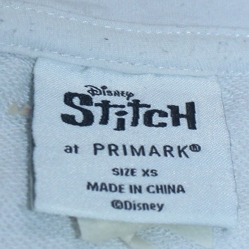 Primark Disney Stitch White Hoodie XS Women’s Pullover Sweatshirt