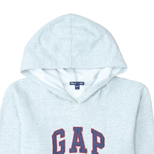 GAP Women Grey Pullover Hoodie Large Cotton Blend Casual Logo