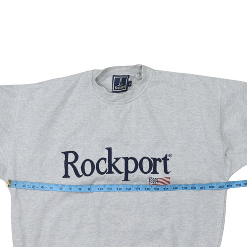 Rockport Men's Grey Crew Neck Embroidered Logo Cotton Sweatshirt M