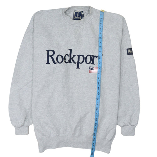 Rockport Men's Grey Crew Neck Embroidered Logo Cotton Sweatshirt M