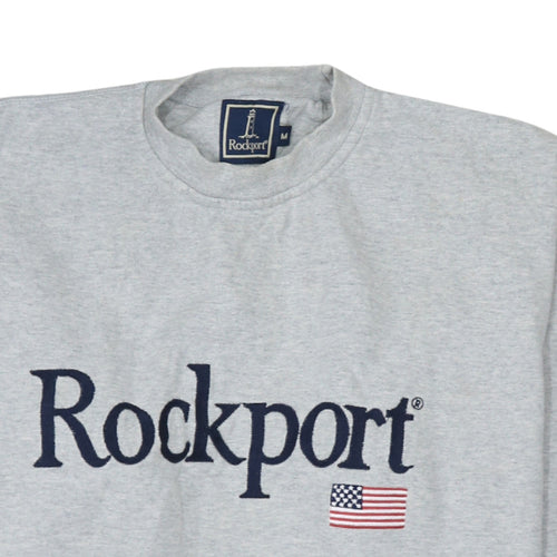 Rockport Men's Grey Crew Neck Embroidered Logo Cotton Sweatshirt M