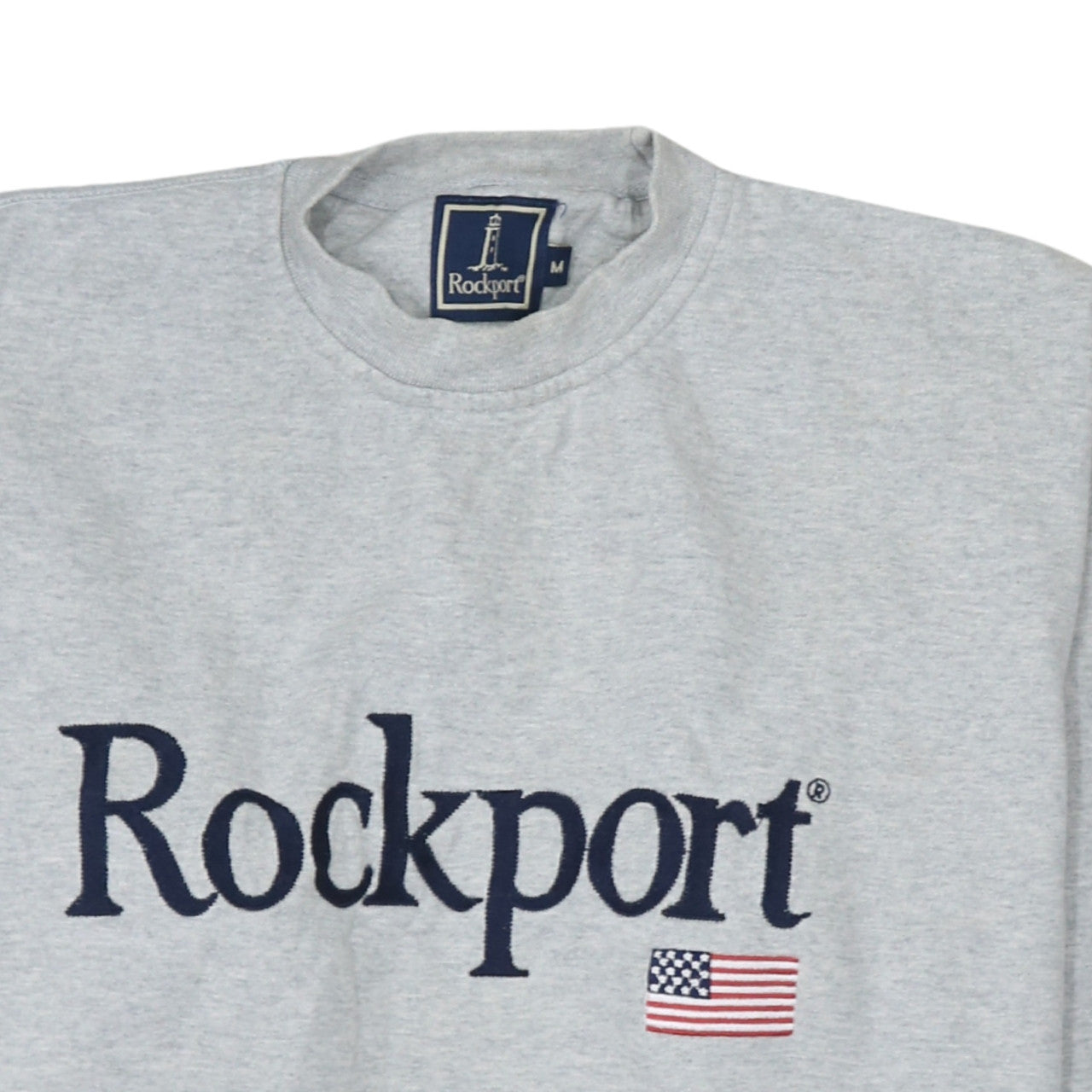 Rockport Men's Grey Crew Neck Embroidered Logo Cotton Sweatshirt M