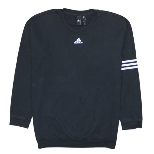 Adidas Womens Black Crew Neck Pullover Sweatshirt Size M 12-14