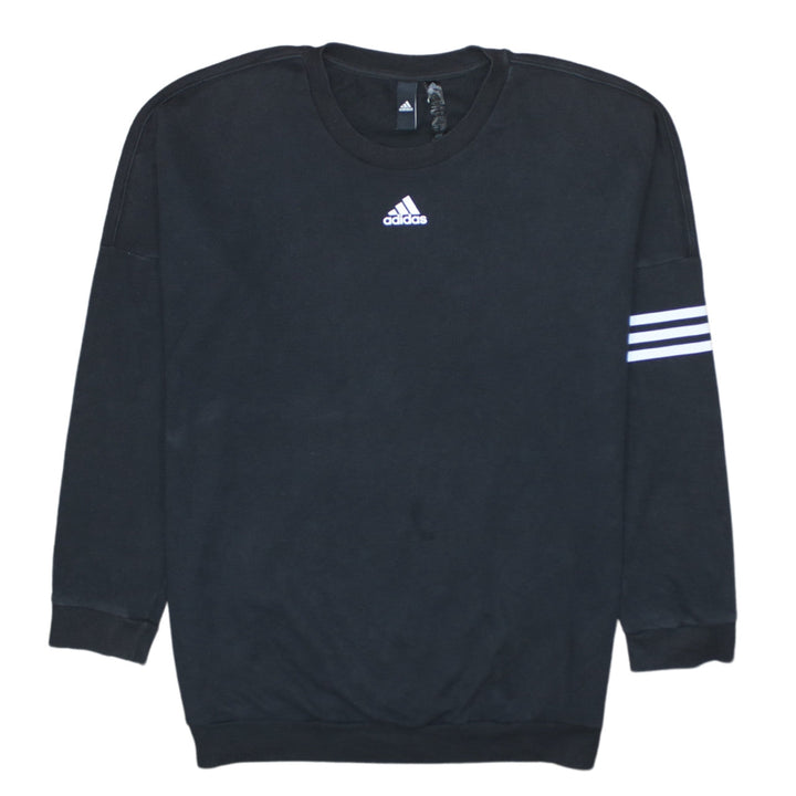 Adidas Womens Black Crew Neck Pullover Sweatshirt Size M 12-14