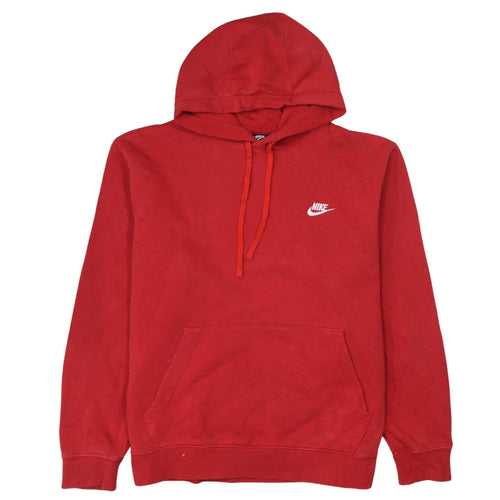 Nike Men's Red XL Pullover Hoodie with Logo and Kangaroo Pocket