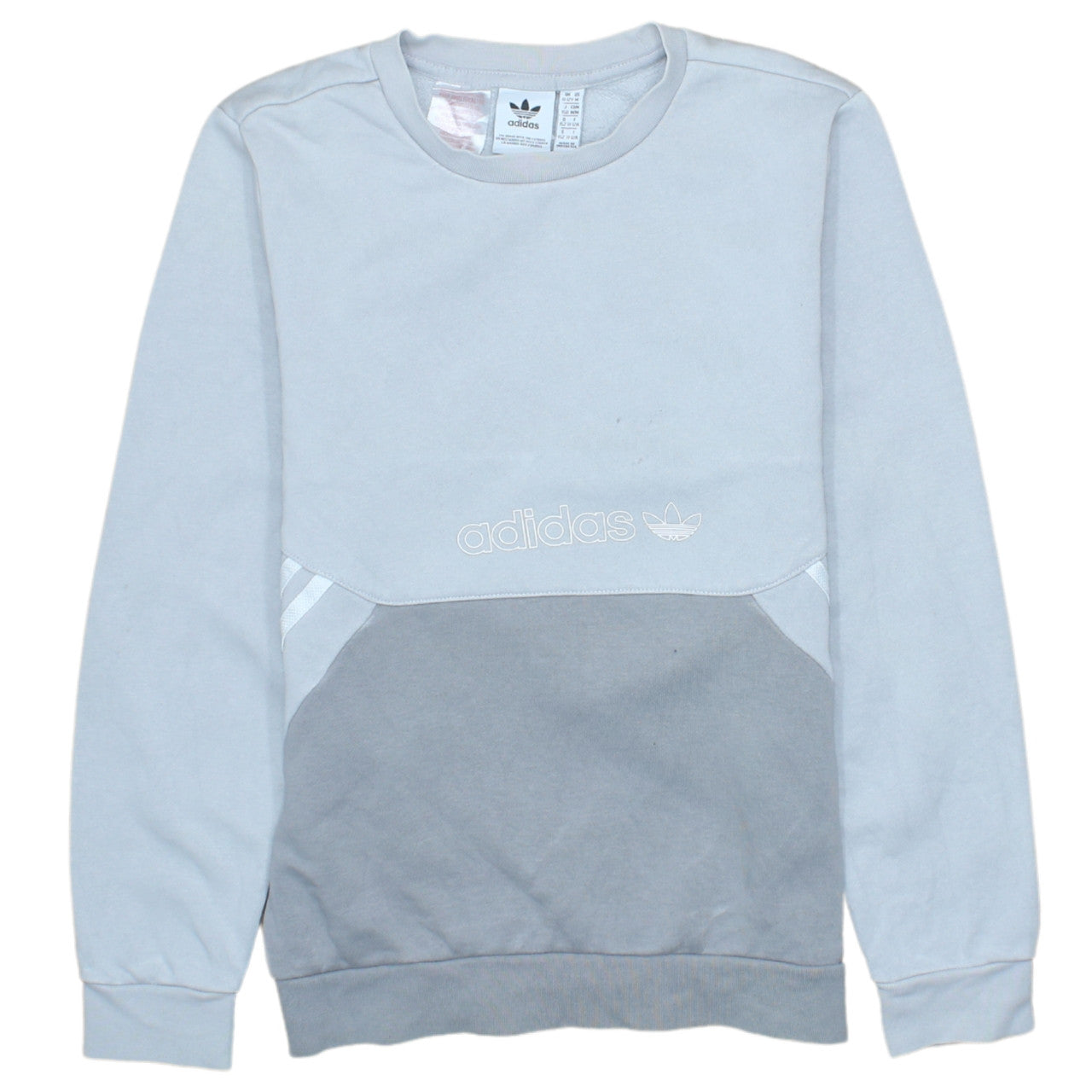 Adidas Boys Grey Colourblock Crew Neck Sweatshirt Size 11-12 Years