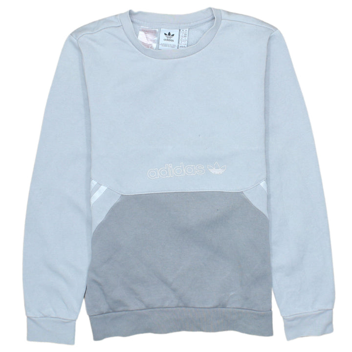 Adidas Boys Grey Colourblock Crew Neck Sweatshirt Size 11-12 Years