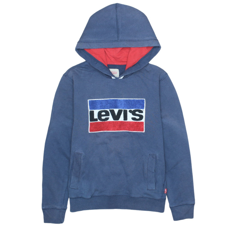 Levi's Boys Blue Pullover Hoodie Age 14 Cotton Blend Logo Sweatshirt