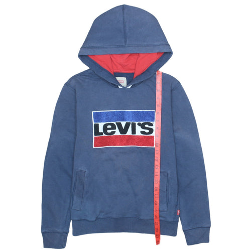 Levi's Boys Blue Pullover Hoodie Age 14 Cotton Blend Logo Sweatshirt