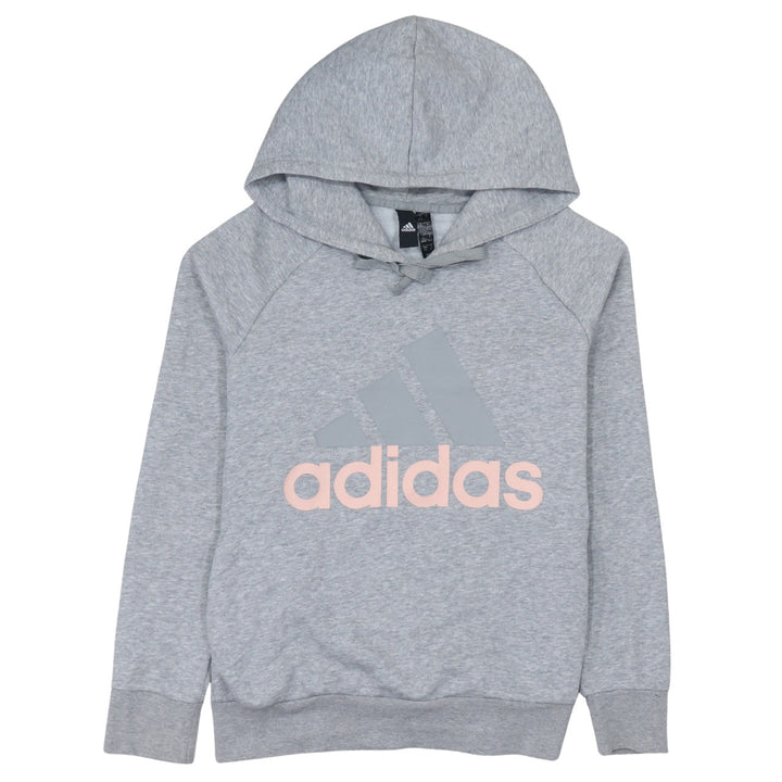 Adidas Womens Grey Pullover Hoodie Size S Casual Logo Sweatshirt