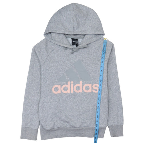 Adidas Womens Grey Pullover Hoodie Size S Casual Logo Sweatshirt