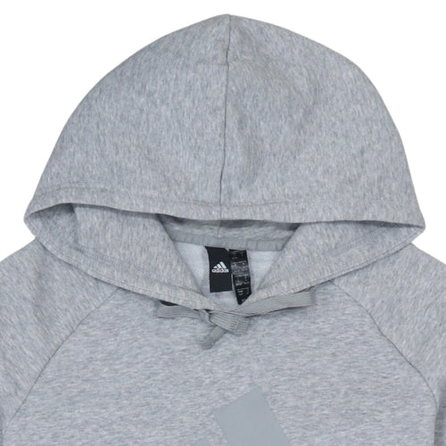 Adidas Womens Grey Pullover Hoodie Size S Casual Logo Sweatshirt