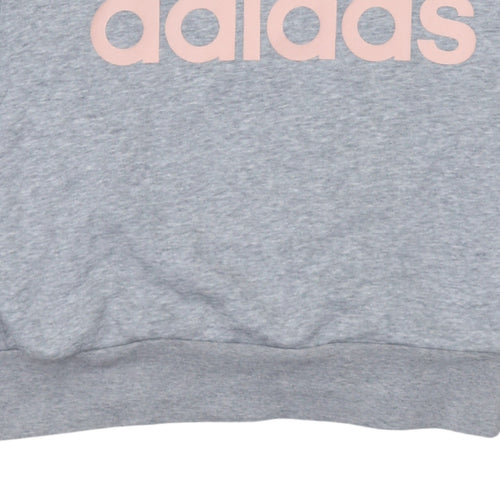 Adidas Womens Grey Pullover Hoodie Size S Casual Logo Sweatshirt