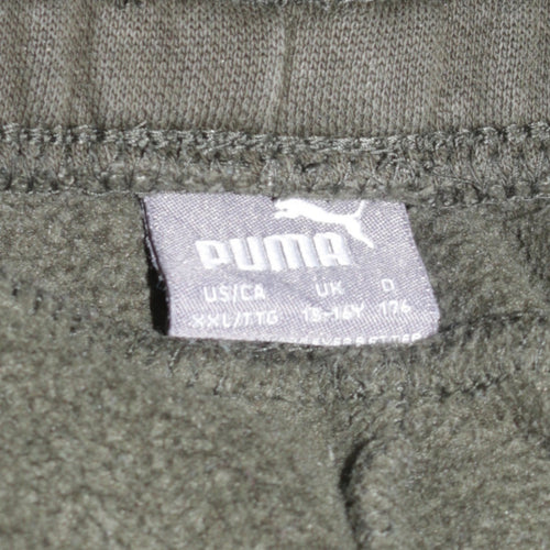 Puma Boys Green Jogger Sweatpants 15-16 Years Elastic Waist Pockets