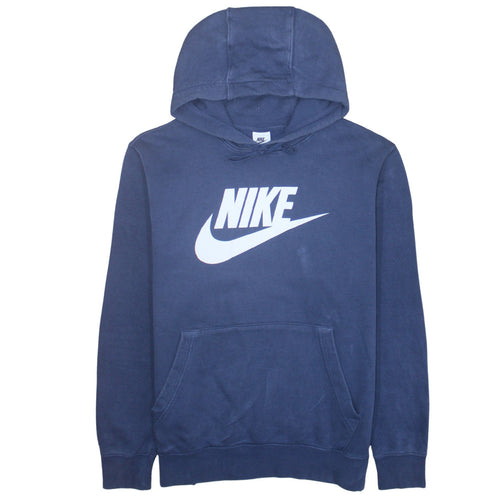 Nike Men's Blue Pullover Hoodie L Fleece Logo Sweatshirt