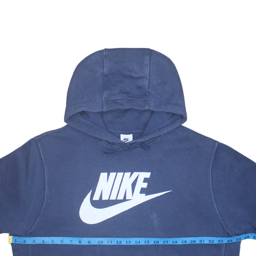 Nike Men's Blue Pullover Hoodie L Fleece Logo Sweatshirt