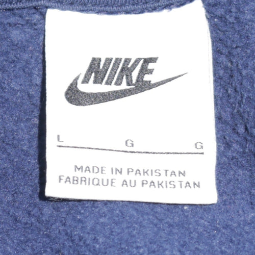 Nike Men's Blue Pullover Hoodie L Fleece Logo Sweatshirt