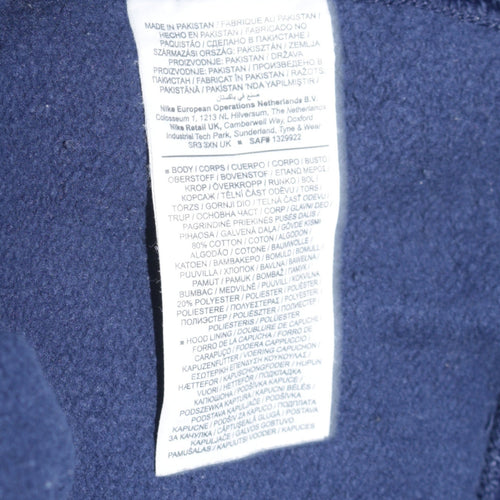 Nike Men's Blue Pullover Hoodie L Fleece Logo Sweatshirt
