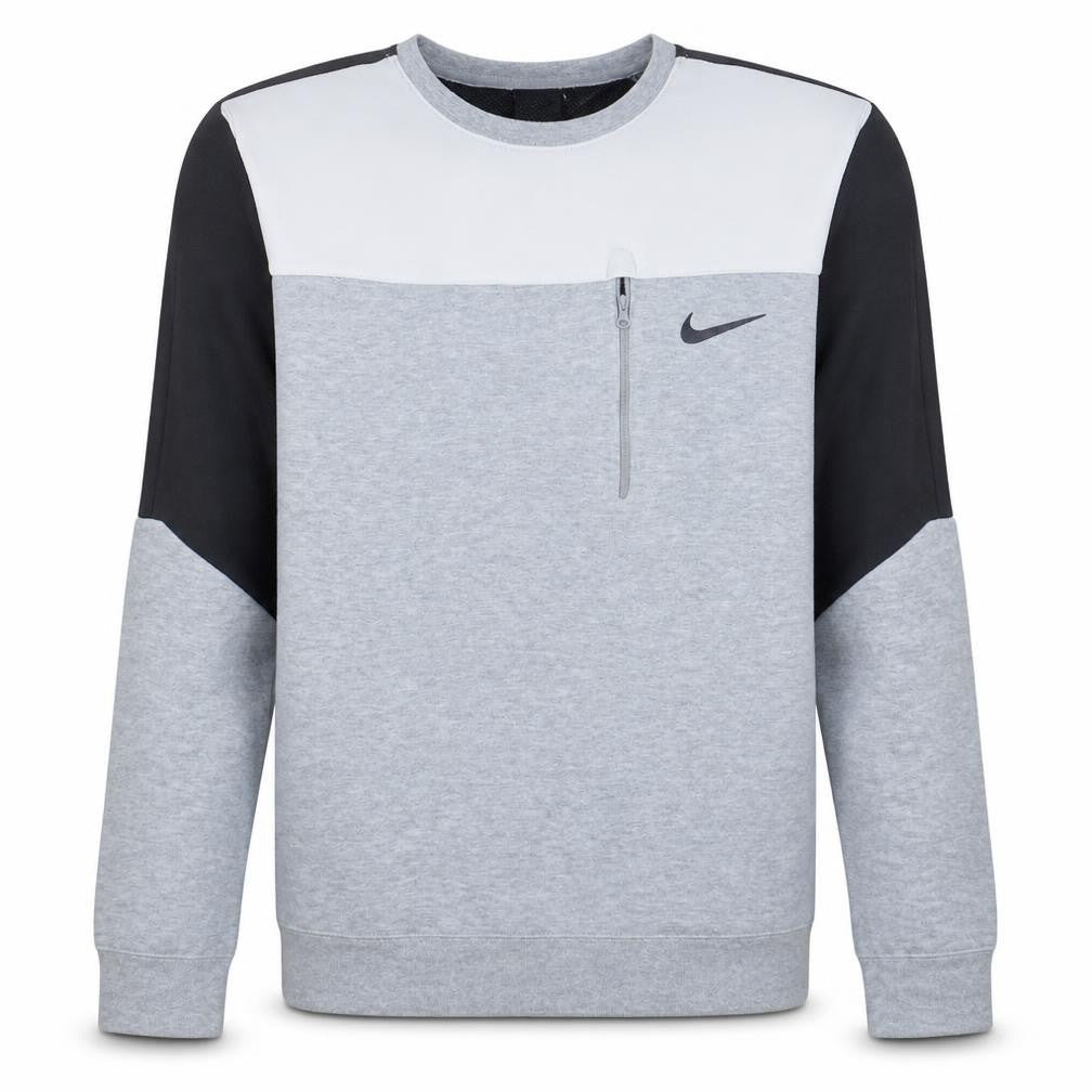 Front view of Nike Men's Grey Crew Neck Pullover Sweatshirt Medium