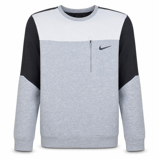 Front view of Nike Men's Grey Crew Neck Pullover Sweatshirt Medium